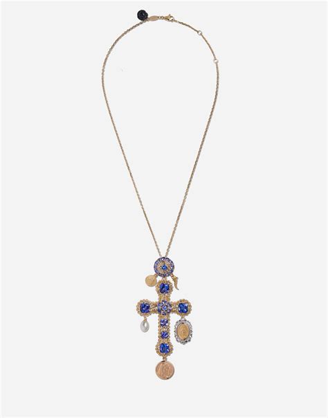 Tradition cross pendant with tanzanites 